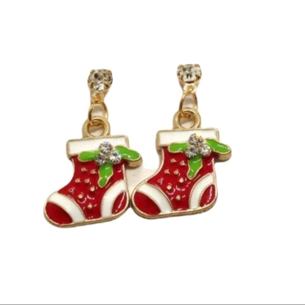 Red Christmas Boots Earrings